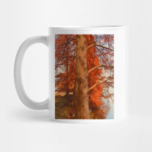 Red Autumn Tree on the lake in Zurich Mug